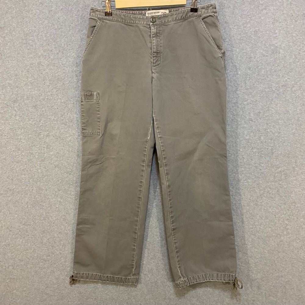 Eddie Bauer Pants Women's 10 Petite Gray Drawstring Hem Cargo Utility‎ Chino